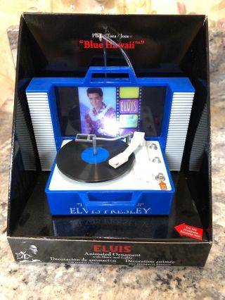Elvis Presley Lighted Musical Record Player Christmas Ornament " Blue Hawaii "