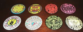 Rare Vintage Set Of 8 Grateful Dead Handmade Pin Back Buttons By The Button Man