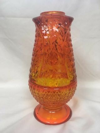 Vtg Viking Glass Orange Owl Fairy Lamp Mid Century MCM Glimmer Candle Holder 5