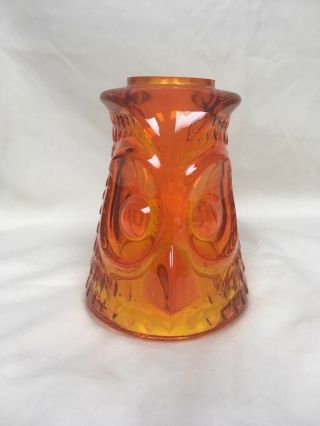Vtg Viking Glass Orange Owl Fairy Lamp Mid Century MCM Glimmer Candle Holder 6