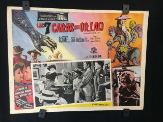 1964 Seven Faces Of Dr.  Lao Authentic Mexican Art Lobby Card 16 " X12 "