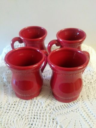 Princess House Set Of 4 Pavillion Berry Red Coffee Mugs,  6327,