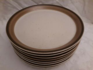 Set Of 8 Mikasa Potters Art Pf012 Buckskin Dinner Plates 10 3/4 " Ben Seibel Euc