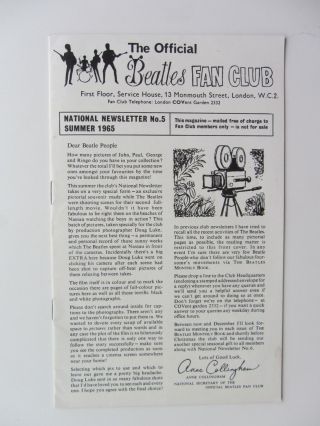The Beatles 1965 Summer Newsletter No 5 12 Page Booklet