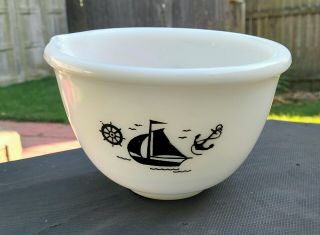 Mckee Vintage Black Sailboat 6 1/2 " Spouted Mixing Bowl Nautical Sail Boat