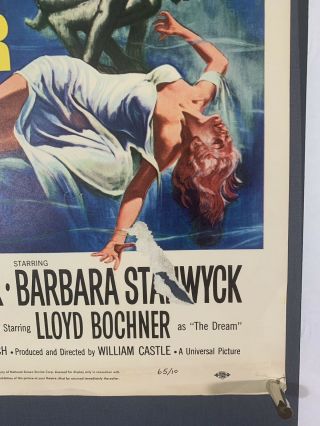 NIGHT WALKER Movie Poster (Fair) Window Card 1965 14x17 Trimmed Horror 4