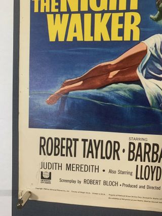 NIGHT WALKER Movie Poster (Fair) Window Card 1965 14x17 Trimmed Horror 5