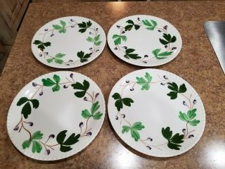 4 Southern Potteries Blue Ridge Mountain Ivy 10 " Dinner Plates Candlewick Euc