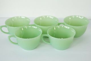 Set Of 5 Vintage Jadeite Jane Ray Coffee/tea Cups