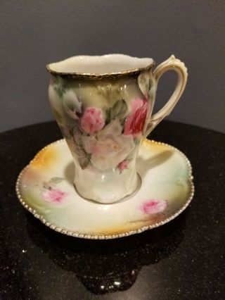 Antique Vintage Rs Prussia 3 1/2 " Chocolate Cup And Saucer