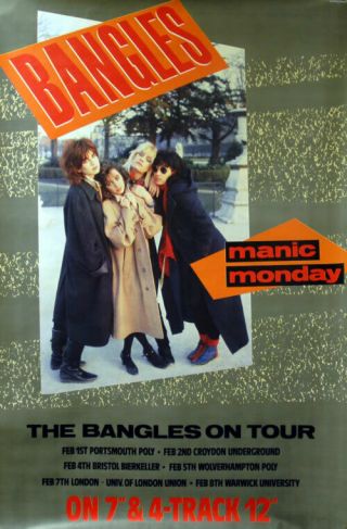 Bangles Manic Monday Poster Uk Promo 60 X 40 Cbs 1985