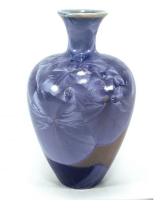 Louise Reding California Studio Art Pottery Vase Blue Crystals Crystalline Glaze