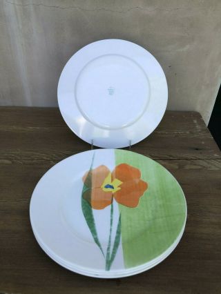 RARE Set of 4 Corelle Luxe Fiore Green Dinner Plates 10 3/4 