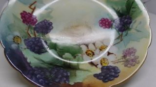 Antique T&v Limoges Hand Painted Black Berries Small Plate