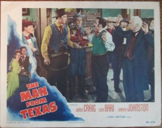 Vintage 1947 Movie Lobby Card Western The Man From Texas Starring James Craig