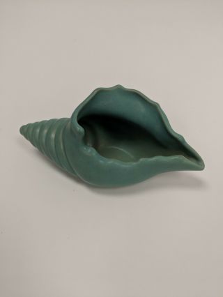 Vintage Van Briggle Turquoise Ming Blue Conch Shell Planter - 9 "