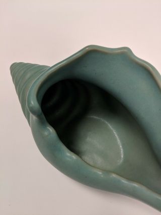 VINTAGE VAN BRIGGLE TURQUOISE MING BLUE CONCH SHELL PLANTER - 9 