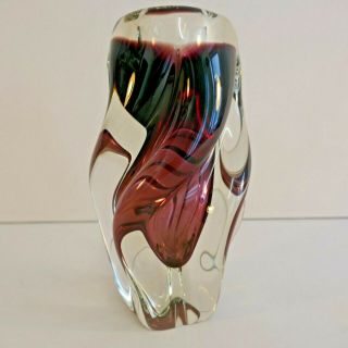 Vintage Chribska Twist Glass Vase By Josef Hospodka.  Czech Mid Century Retro
