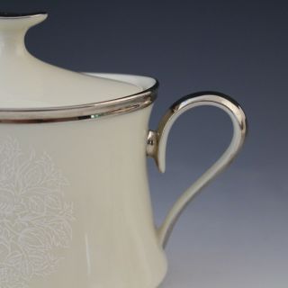 Lenox Moonspun Porcelain White Creamer & Lidded Sugar Bowl Set 3