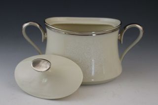 Lenox Moonspun Porcelain White Creamer & Lidded Sugar Bowl Set 5