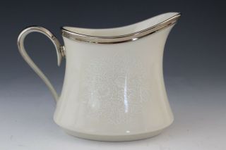 Lenox Moonspun Porcelain White Creamer & Lidded Sugar Bowl Set 7