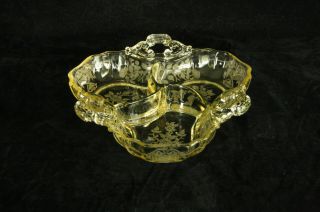 Cambridge Glass Gold Krystol Apple Blossom Etch 3400/91 Candy Dish Relish
