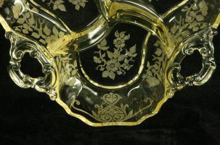 CAMBRIDGE GLASS GOLD KRYSTOL APPLE BLOSSOM ETCH 3400/91 CANDY DISH RELISH 5