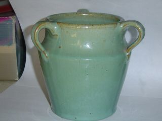 Shearwater Pottery? 3 Handled Art Deco Turquoise Blue Hand Made