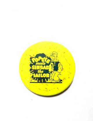 Rare Vintage Popeye Meets Sinbad The Sailor Movie Promo Button - Man Cartoon Pin