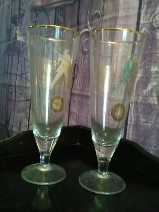 Two highly collectible decorated tall footed Elvis Presley glasses. 2