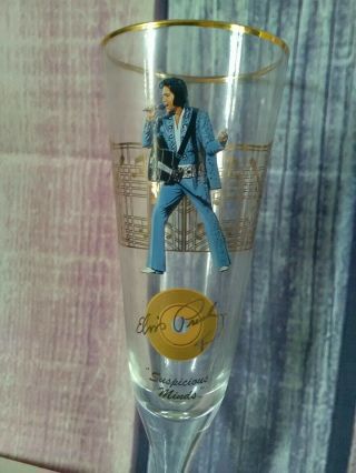 Two highly collectible decorated tall footed Elvis Presley glasses. 5