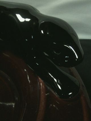 Vtg.  Royal California Ceramic Art Deco Lge.  Black Panther Round Ashtray 2