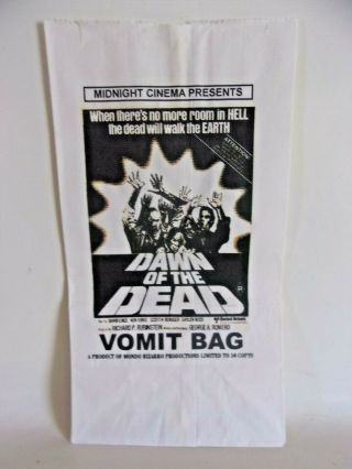 Dawn Of The Dead Rare Vomit Bag Collectible Nm Oop Limited Edition Exploitation