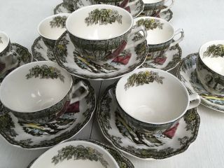 Set 11 Vintage Johnson Brothers Friendly Village Tea cups & saucers 2