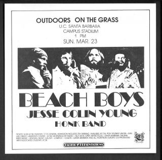 Beach Boys Jesse Colin Young Concert Handbill Flyer 1975 Santa Barbara