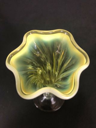 Antique Vaseline Glass Vase Thorny With Swirl And Opalescent 6 1/2 Uranium Glass 3