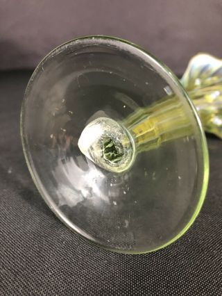 Antique Vaseline Glass Vase Thorny With Swirl And Opalescent 6 1/2 Uranium Glass 5
