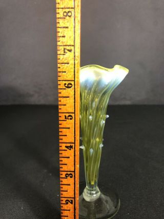 Antique Vaseline Glass Vase Thorny With Swirl And Opalescent 6 1/2 Uranium Glass 6