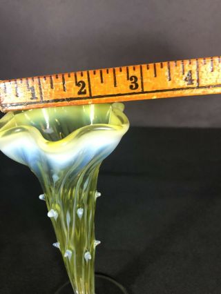 Antique Vaseline Glass Vase Thorny With Swirl And Opalescent 6 1/2 Uranium Glass 7