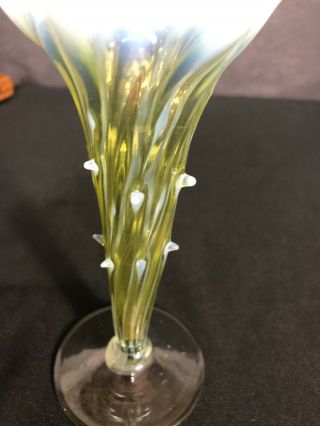 Antique Vaseline Glass Vase Thorny With Swirl And Opalescent 6 1/2 Uranium Glass 8