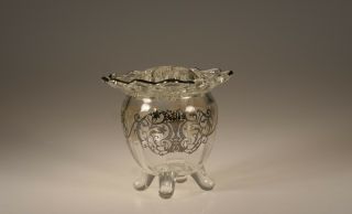 Vintage Imperial Glass Company Crystal Lace Edge Vase & Flower Frog Silver C1930
