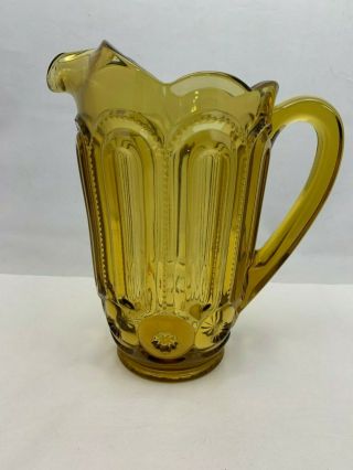 L.  E.  Smith Glass Moon And Stars Amber Glass 6228 40 Ounce Pitcher