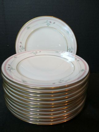 Lenox Rose Manor Pink 12 Bread & Butter Plate 6 1/2 Pink Rose Bud Pink Band