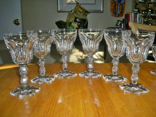 Set Of (6) Val St.  Lambert Vintage Crystal Wine Glasses Signed