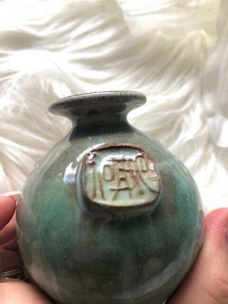 Merritt Island Pottery Vase Green Vase Signed on Bottom 5