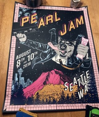 Pearl Jam Seattle Concert Poster August 2018 Home Shows Faile Wolf 18x24 Pj