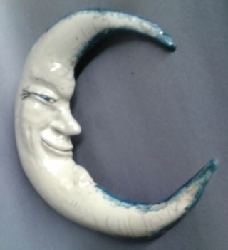 Crescent Man In The Moon Wall Hanging - Handmade and Raku Fired Studio Pottery 3