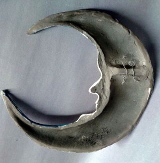 Crescent Man In The Moon Wall Hanging - Handmade and Raku Fired Studio Pottery 4