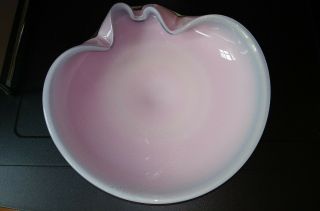 Murano Vintage Large 10 1/2 " Clamshell Ashtray Bowl Alfredo Barbini Pink Blue