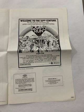 LOGANS RUN Pressbook 1975 8 Pages 11x17 Movie Poster Art Sc - Fi 1232 3